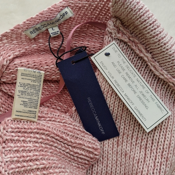 Rebecca Minkoff Sweater Cotton Knit Bateau & V-Neck Reversible Twist Pink L NWT - Picture 16 of 16